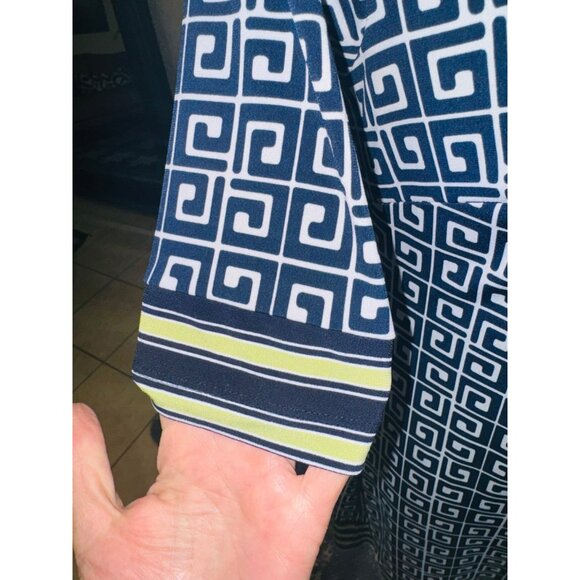 En Focus Studio 4 Navy White Geo Print Travel Office Siren Dress Slimming Spand - Picture 8 of 8